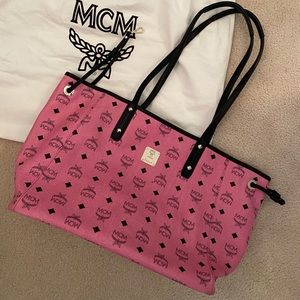 Reversible pink leather MCM tote bag